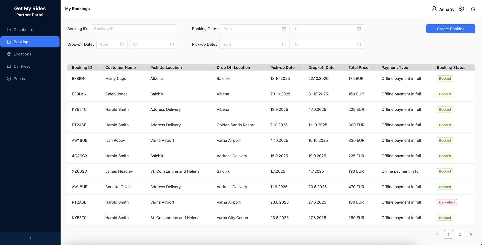 FleetBook management dashboard